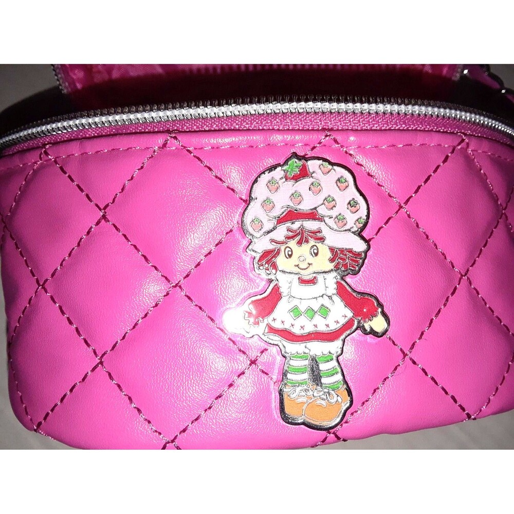 Strawberry Shortcake Train Case Crossbody Bag Purse Metal Embellishments Pink